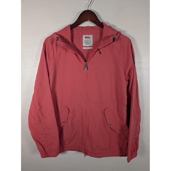 Fjallraven Jacket Womens Medium Pink Greenland Wind Hooded Full Zip Nylon 89986 - Picture 1 of 16